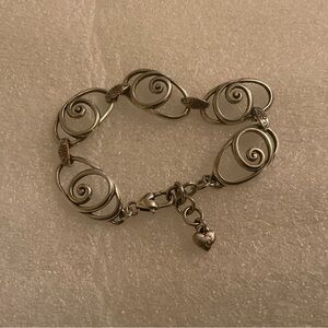Brighton Silver & Rose Gold Scroll Link Bracelet Two Tone Oval Swirl Adjustable